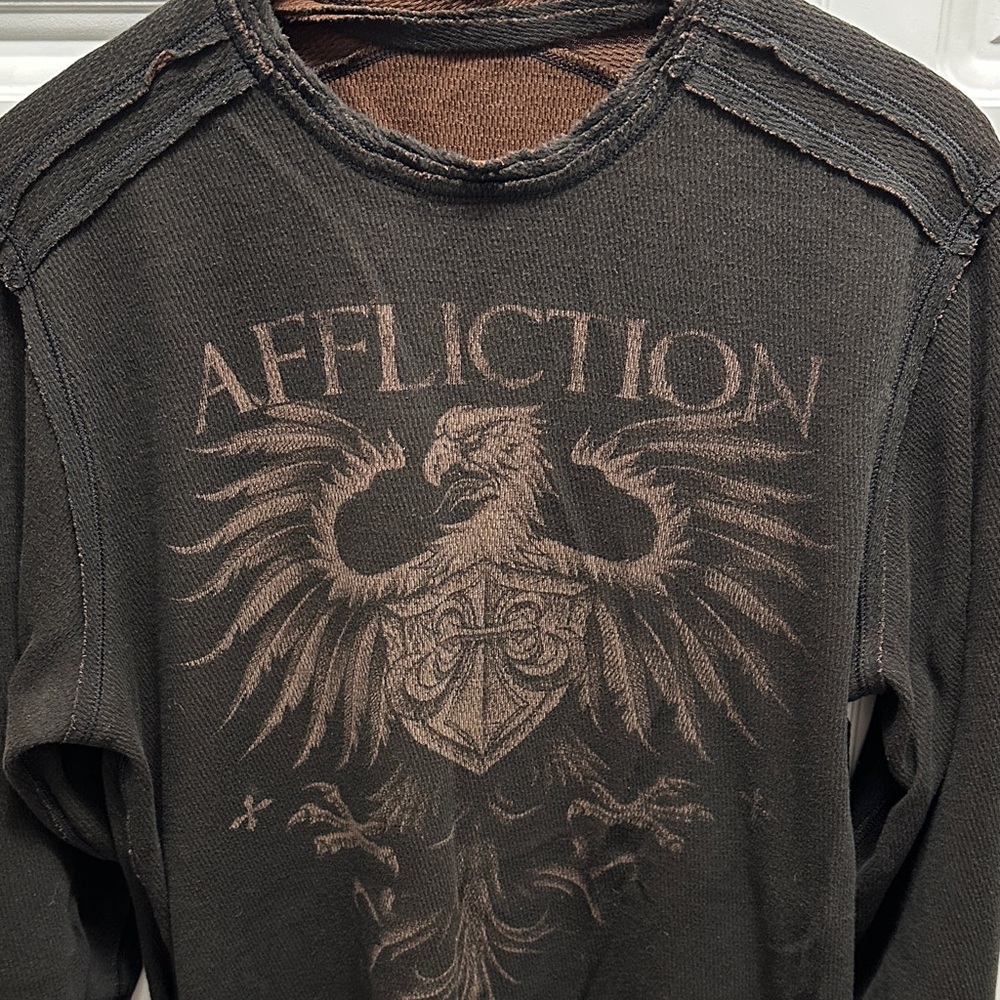 Affliction 2-in 1  Brown/Black Long Sleeve Tee